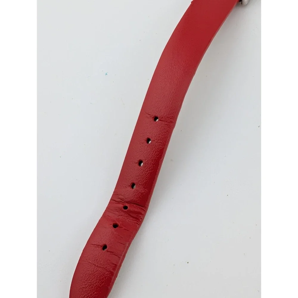 American Flag Watch Women 26mm Case‎ Red Leather Band- New Battery